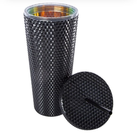 Studded Water Tumbler Cup with Lid and Straw, Studded BPA Free Leak Proof 24 oz - Picture 2 of 4